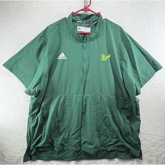 adidas Other - Adidas USF South Florida Bulls Coaches Sideline 1/4 Zip 2XL Green Vented